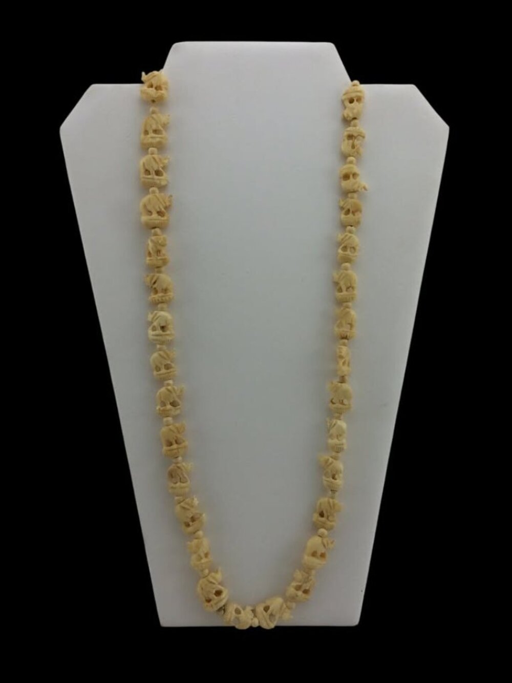 Vintage Carved Bone Elephant Necklace